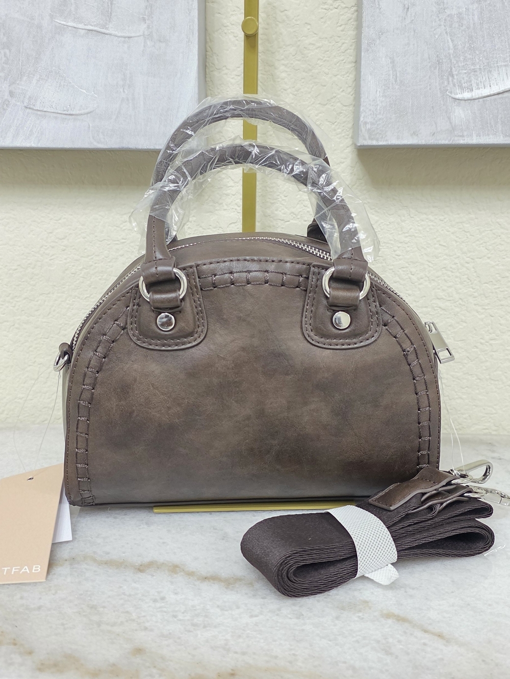 JustFab Brown Dome Satchel Handbag Top Handle Bag NWT